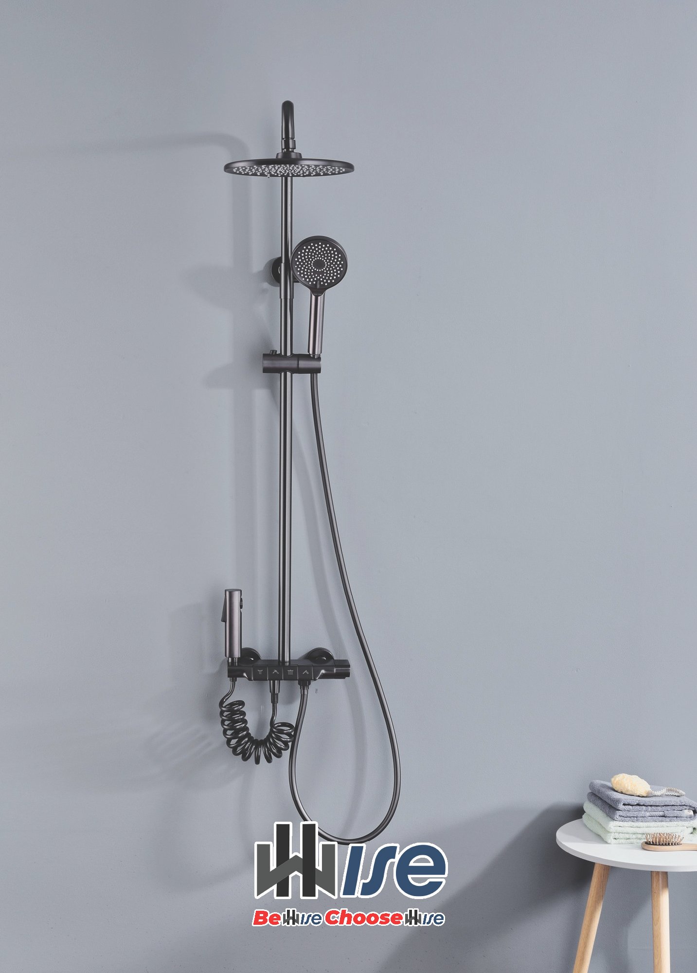 Black dual-head shower system